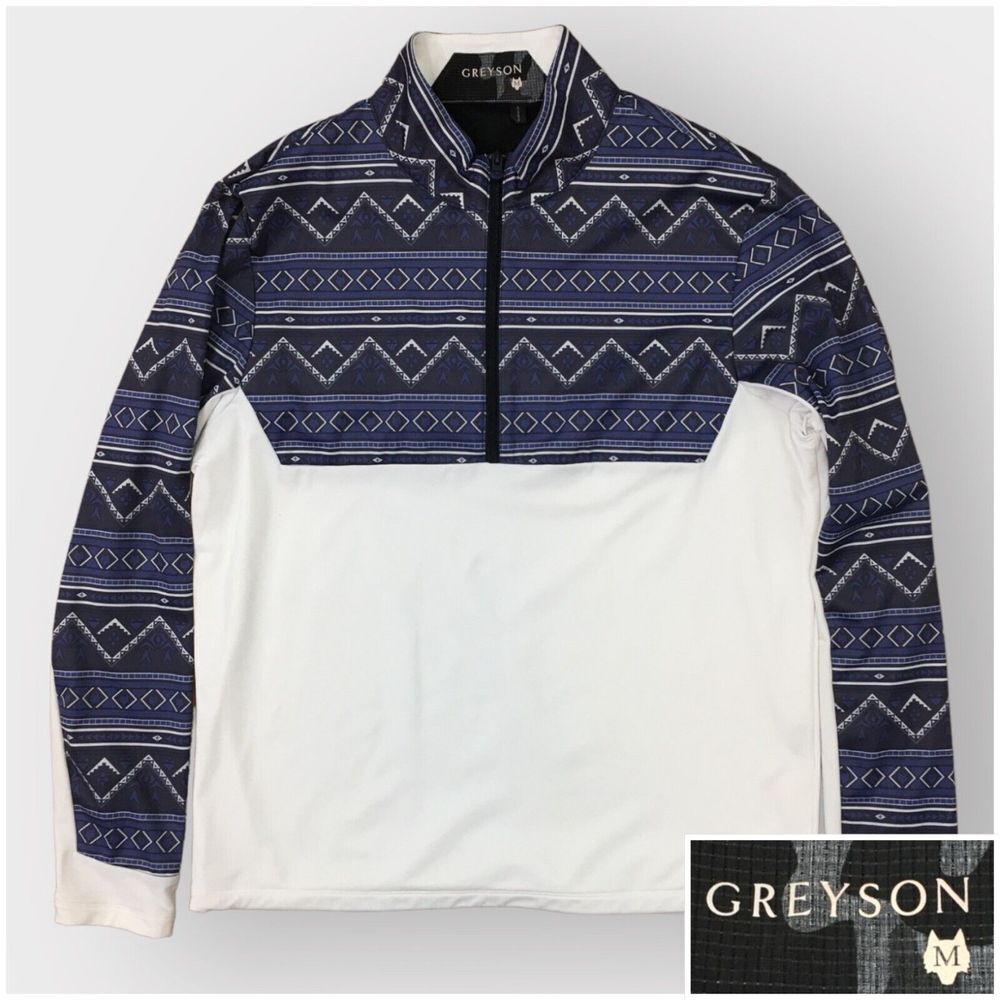Greyson Golf 1/4 Zip Performance Pullover Mens Size M Jacket Aztec Wolf Logo